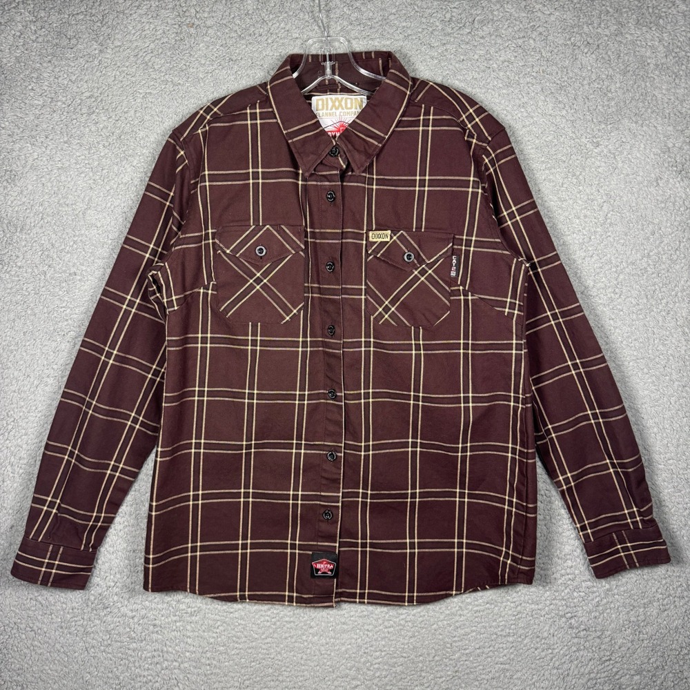 Dixxon Flannel Co Brushfire FR Flannel Shirt Maroon Plaid Mens Large CAT 2 NFPA